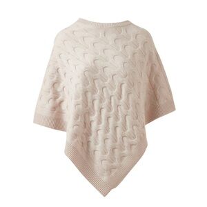 Elegant Cream Knit Poncho